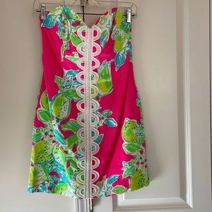 Lilly Pulitzer strapless dress in pink lemonade
